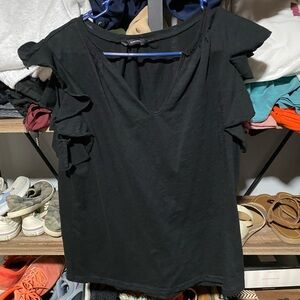 Chic Black Ruffle Sleeve Blouse